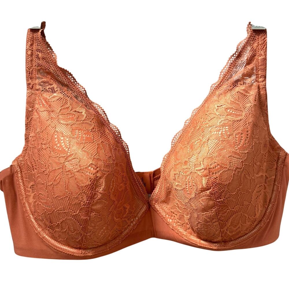 ThirdLove Graphic Lace Plunge Underwire Foam Molded Cups Bra Clay Rust Women 40D